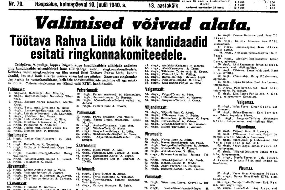 1940. aasta Riigivolikogu valimised