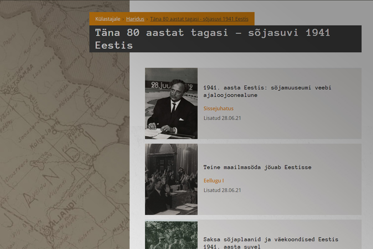 Eesti Sõjamuuseumi Täna 80 aastat tagasi sõjapäeviku artikliseeria